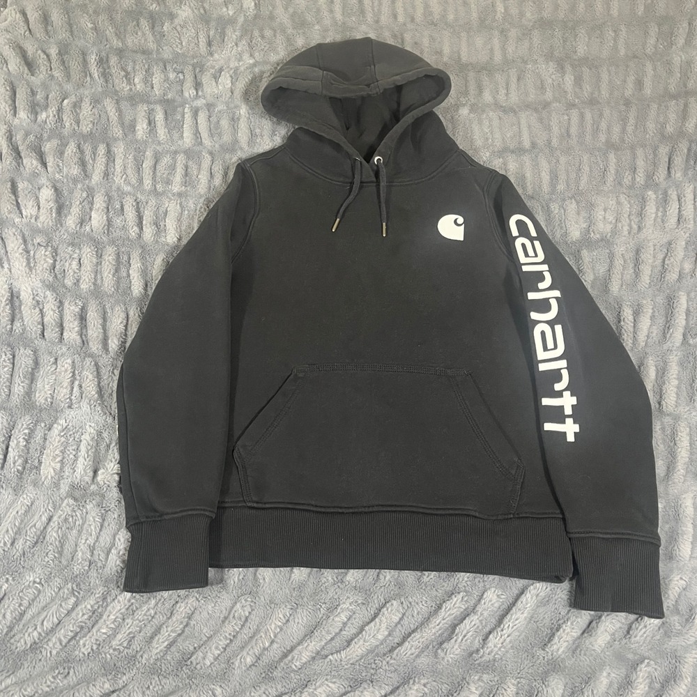 Carhartt Womens Relaxed Fit Graphic‎ Sleeve Hoodie Black XS 102791 001
